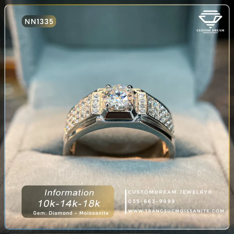 Nhẫn Nam Vàng Đính Đá Moissanite – NN1335
