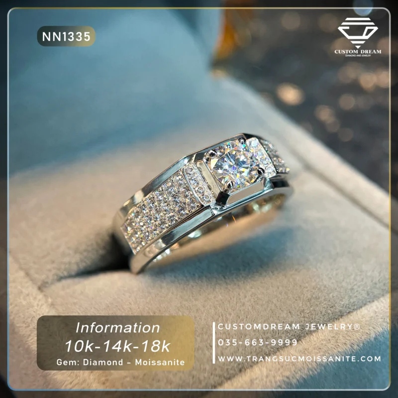 Nhẫn Nam Vàng Đính Đá Moissanite – NN1335