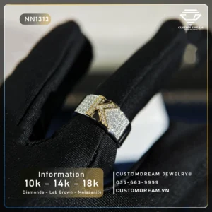 Nhẫn Nam Vàng Khắc Chữ K Đính Đá Moissanite – NN1313