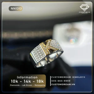 Nhẫn Nam Vàng Khắc Chữ K Đính Đá Moissanite – NN1313