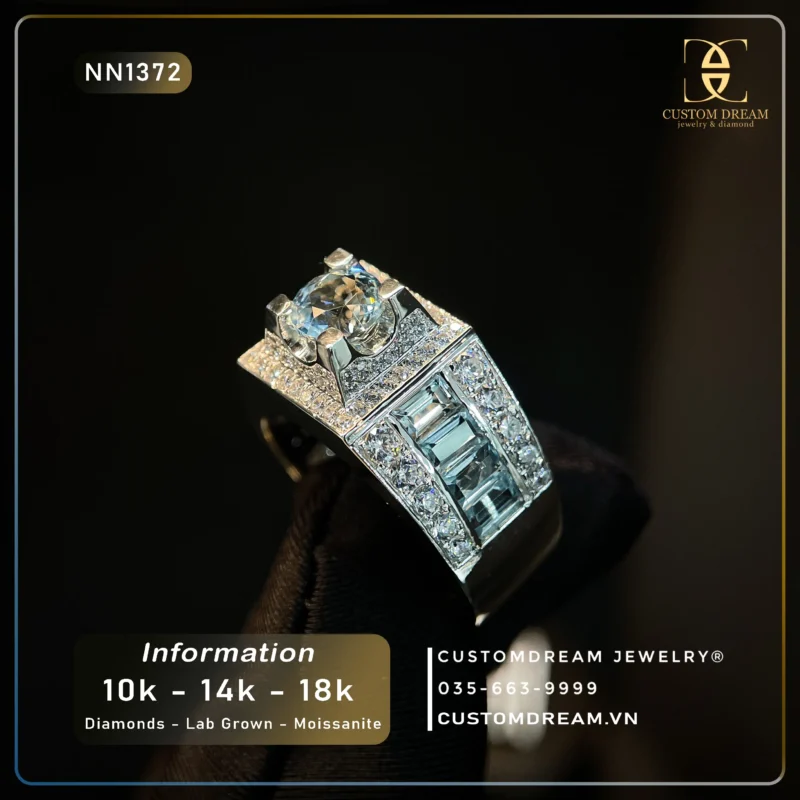 Nhẫn Nam Vàng Đính Đá Moissanite – NN1372
