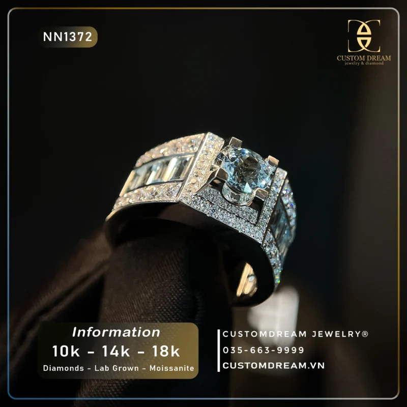 Nhẫn Nam Vàng Đính Đá Moissanite – NN1372