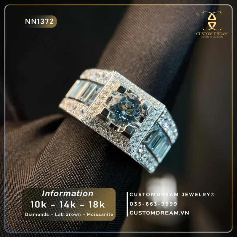 Nhẫn Nam Vàng Đính Đá Moissanite – NN1372