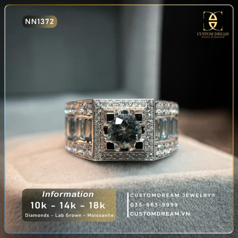 Nhẫn Nam Vàng Đính Đá Moissanite – NN1372