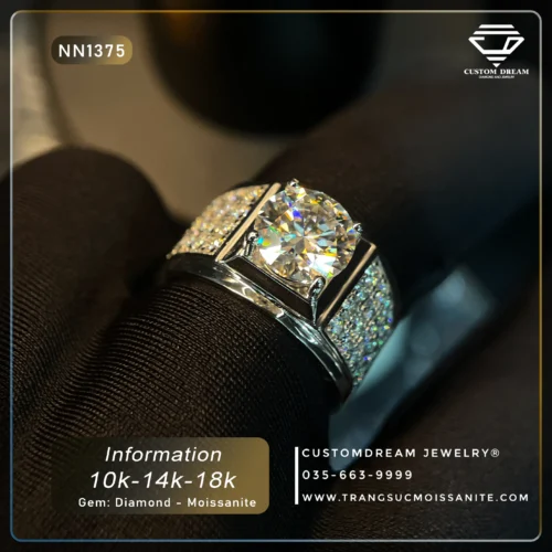 Nhẫn Nam Vàng Đính Đá Moissanite – NN1375