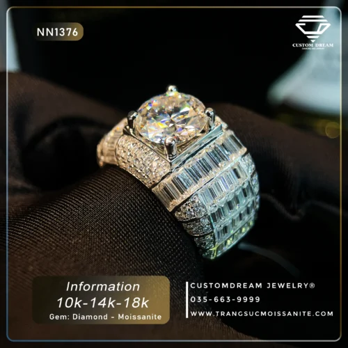Nhẫn Nam Vàng Đính Đá Moissanite – NN1376
