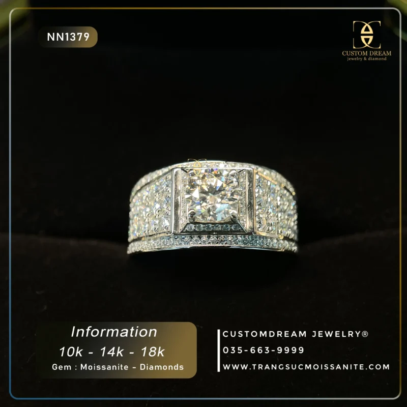 Nhẫn Nam Vàng Đính Đá Moissanite – NN1379