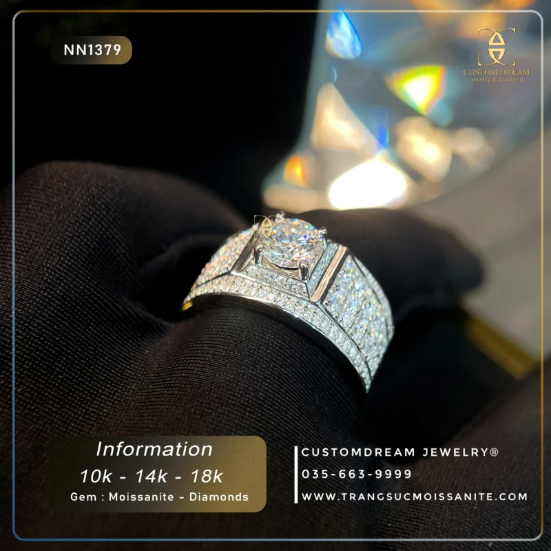 Nhẫn Nam Vàng Đính Đá Moissanite – NN1379