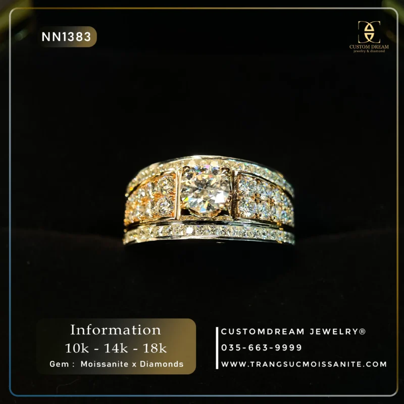 Nhẫn Nam Vàng Đính Đá Moissanite – NN1383