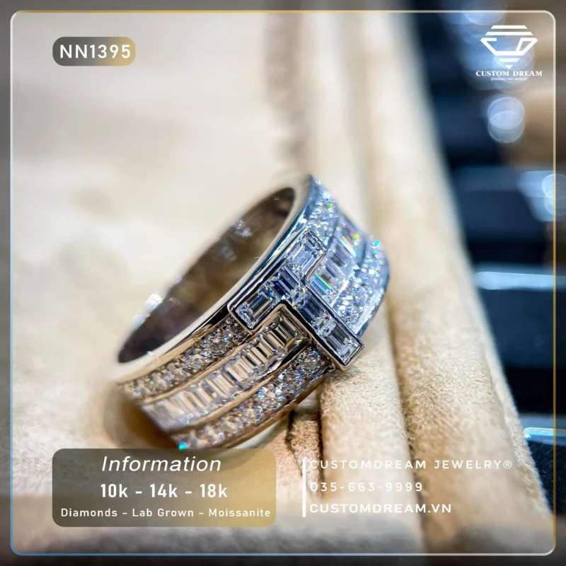 Nhẫn Nam Vàng Đính Đá Moissanite – NN1395