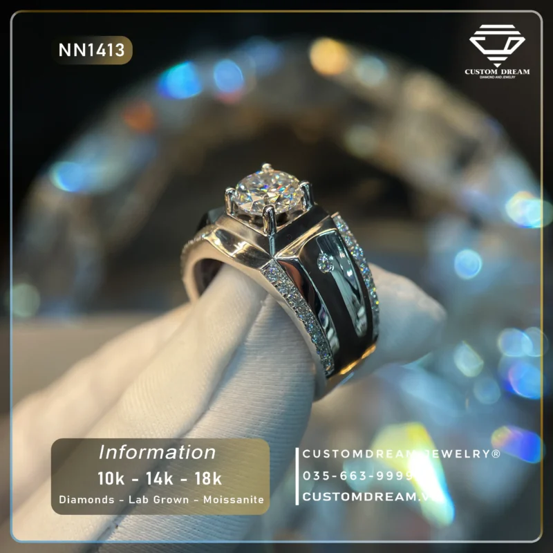 Nhẫn Nam Vàng Đính Đá Moissanite – NN1413