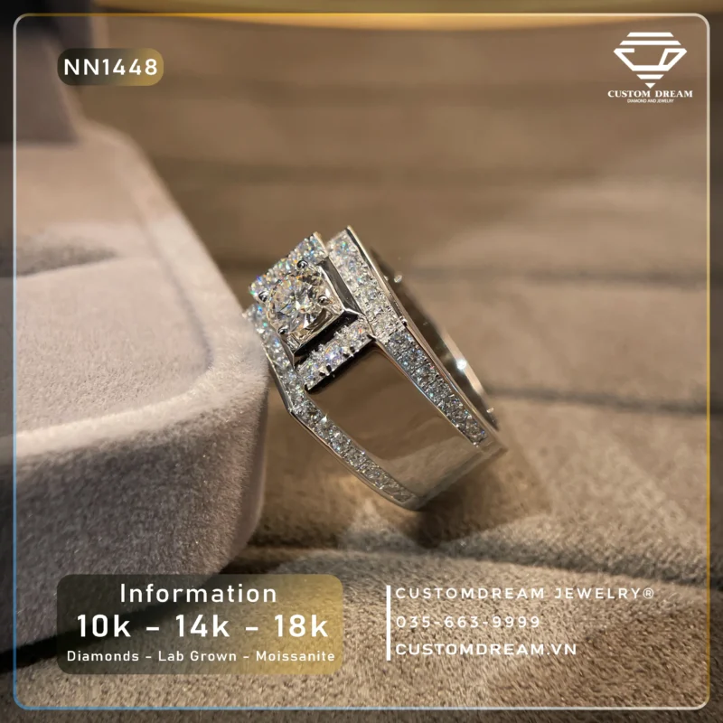Nhẫn Nam Vàng Đính Đá Moissanite – NN1448