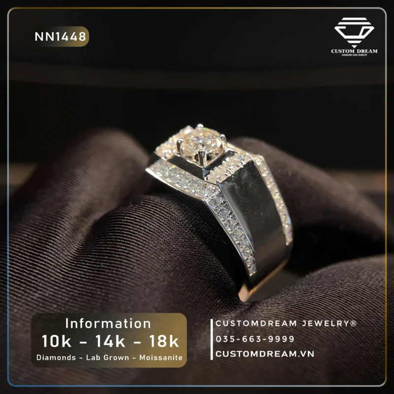 Nhẫn Nam Vàng Đính Đá Moissanite – NN1448