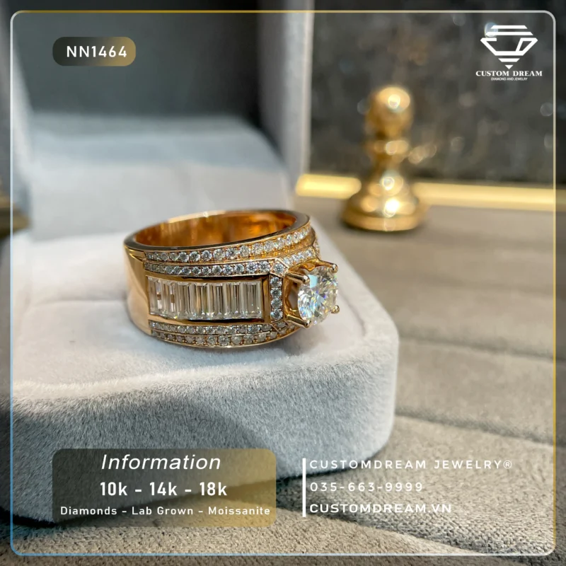 Nhẫn Nam Vàng Đính Đá Moissanite – NN1464