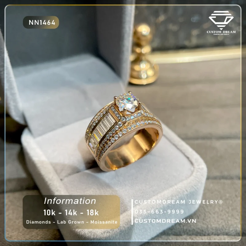 Nhẫn Nam Vàng Đính Đá Moissanite – NN1464