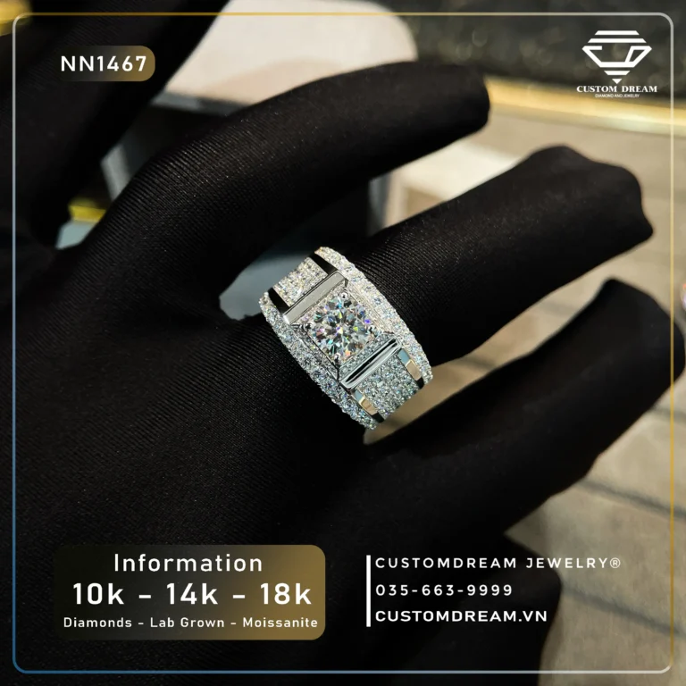Nhẫn Nam Vàng Trắng Đính Moissanite NN1467-2