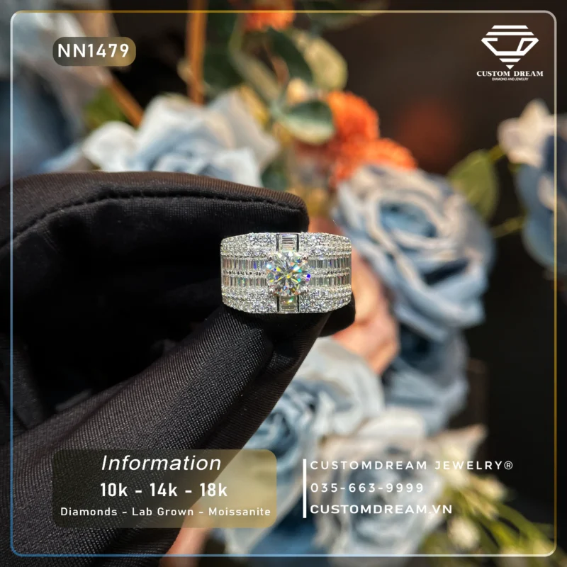 Nhẫn Nam Vàng Đính Đá Moissanite – NN1479