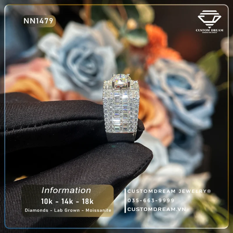 Nhẫn Nam Vàng Đính Đá Moissanite – NN1479