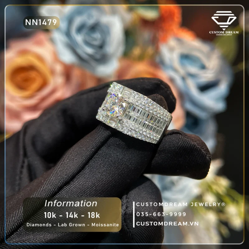 Nhẫn Nam Vàng Đính Đá Moissanite – NN1479