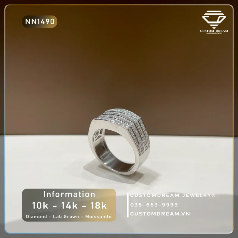 Nhẫn Nam Vàng Đính Đá Moissanite – NN1490