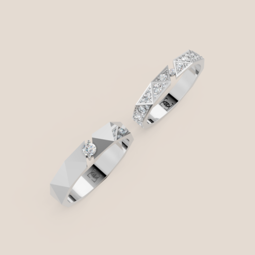 Nhẫn Cưới Vàng Trắng 14K Đính Kim Cương Nuôi Cấy – 369