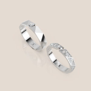 Nhẫn Cưới Vàng Trắng 14K Đính Kim Cương Nuôi Cấy – 369