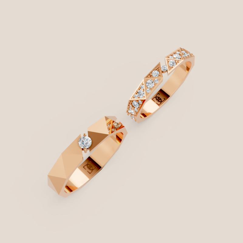 Nhẫn Cưới Vàng Trắng 14K Đính Kim Cương Nuôi Cấy – 369