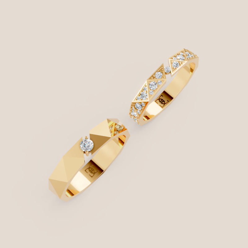 Nhẫn Cưới Vàng Trắng 14K Đính Kim Cương Nuôi Cấy – 369