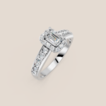 Nhẫn Cầu Hôn Vàng Trắng Kim Cương Cắt Emerald Halo Vuông – NCH411