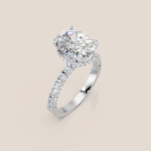Nhẫn Cầu Hôn Vàng Trắng Kim Cương Nuôi Cấy Cắt Oval Halo Đính Tấm – NCH418