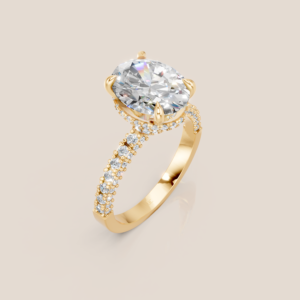 Nhẫn Cầu Hôn Vàng Trắng Kim Cương Nuôi Cấy Cắt Oval Halo Đính Tấm – NCH418