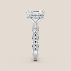 Nhẫn Cầu Hôn Vàng Trắng Kim Cương Nuôi Cấy Cắt Radiant Đính Tấm Nhiều Hàng – NCH422
