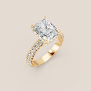 Nhẫn Cầu Hôn Vàng Trắng Kim Cương Nuôi Cấy Cắt Radiant Đính Tấm Nhiều Hàng – NCH422