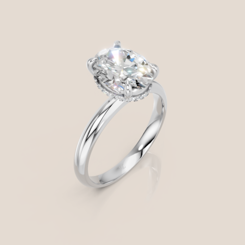 NCH426_0 Nhẫn Cầu Hôn Vàng Trắng Đính Kim Cương Oval Hidden Halo – NCH426