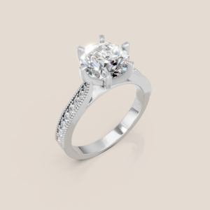 Nhẫn Cầu Hôn Vàng Trắng Đính Kim Cương Nuôi Cấy Solitaire Vintage – NCH432