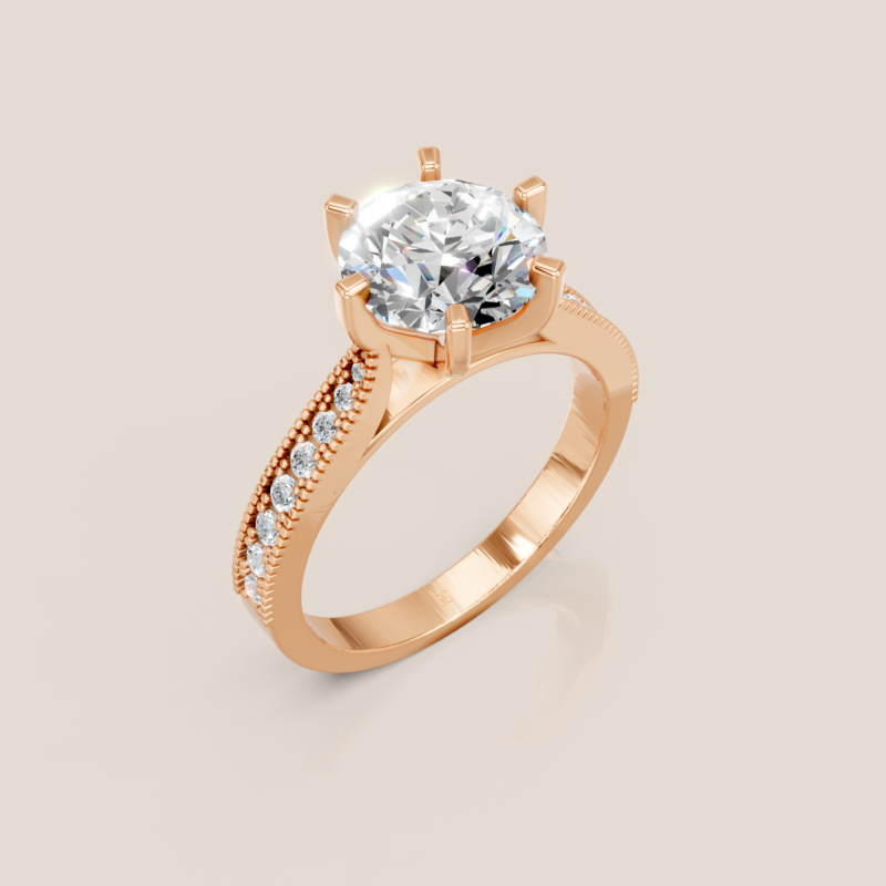 Nhẫn Cầu Hôn Vàng Trắng Đính Kim Cương Nuôi Cấy Solitaire Vintage – NCH432
