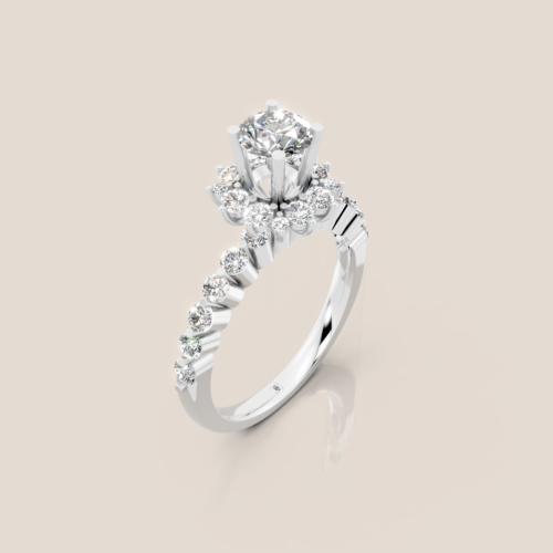 NCH438_0 Nhẫn Cầu Hôn Vàng Trắng Đính Kim Cương Nuôi Cấy Halo Hoa Pavé – NCH438