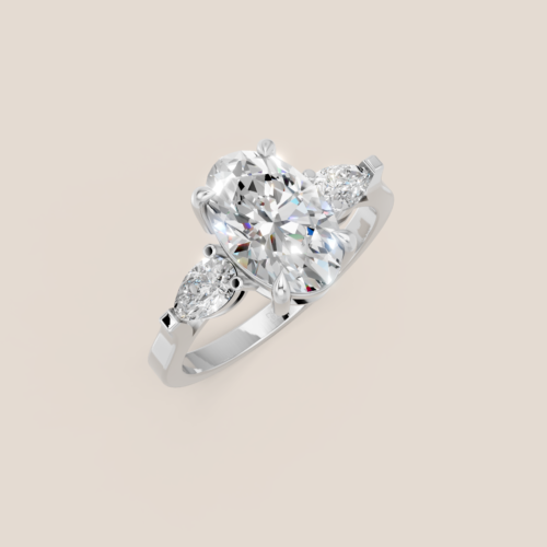NCH439_0 Nhẫn Cầu Hôn Vàng Trắng Đính Kim Cương Nuôi Cấy Ba Viên Oval – NCH439