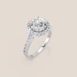Nhẫn Cầu Hôn Vàng Trắng Đính Kim Cương Halo Tròn – NCH445