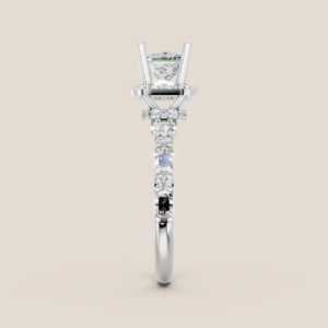 Nhẫn Cầu Hôn Vàng Trắng Kim Cương Nuôi Cấy Princess Halo Vuông Ôm Sát – NCH453