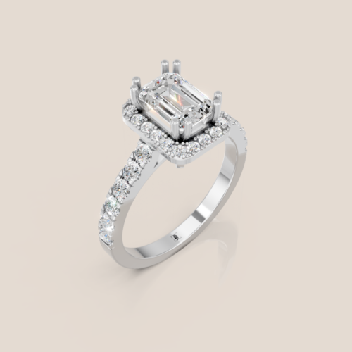 NCH455_0 Nhẫn Cầu Hôn Vàng Trắng Kim Cương Nuôi Cấy Emerald Cut Halo Chữ Nhật – NCH455