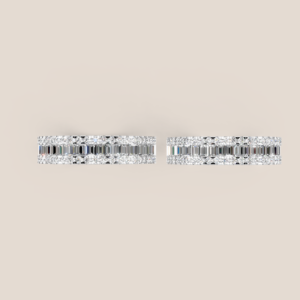 Nhẫn Cưới Vàng Trắng Đính Kim Cương Baguette Dáng Chéo – 308
