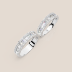 Nhẫn Cưới Vàng Trắng Đính Kim Cương Baguette Dáng Chéo – 308