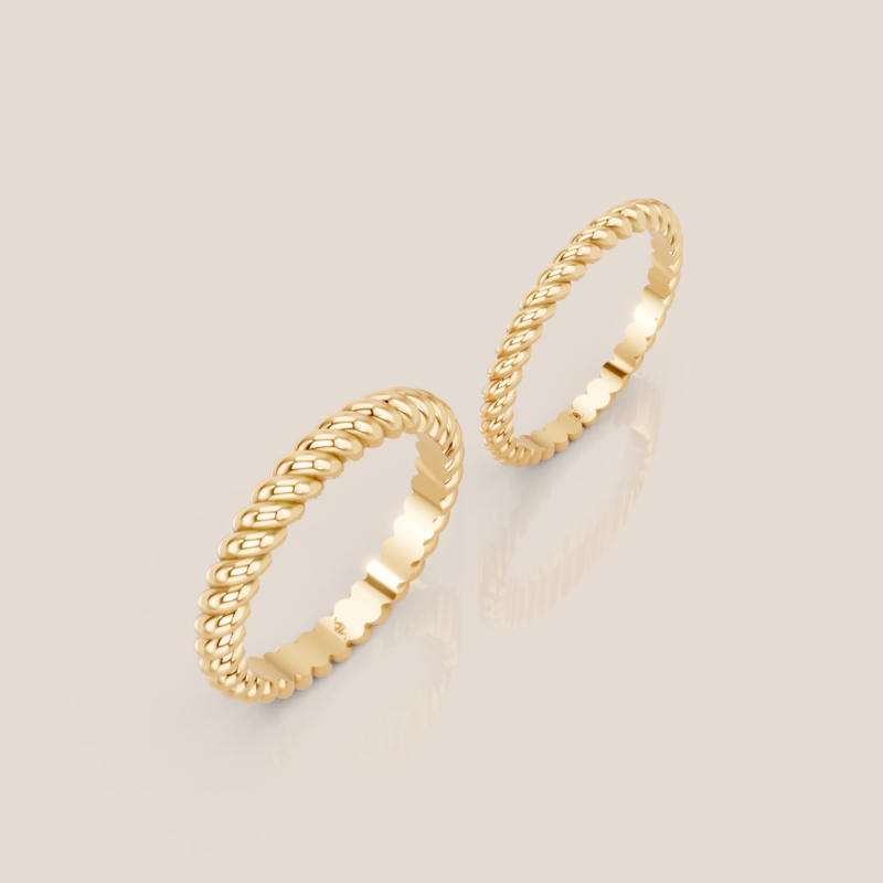 Nhẫn Cưới Vàng Trắng Bản Xoắn Thừng Không Đá – 354