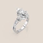 Nhẫn Cầu Hôn Vàng Đính Kim Cương Oval Dây Xoắn Lá – NCH459